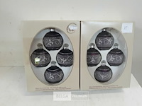 2 x kerstballen glas 4 stuks paars/zilver - afbeelding 2 van  3