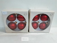 2 x kerstballen glas 4 stuks rood - afbeelding 1 van  3