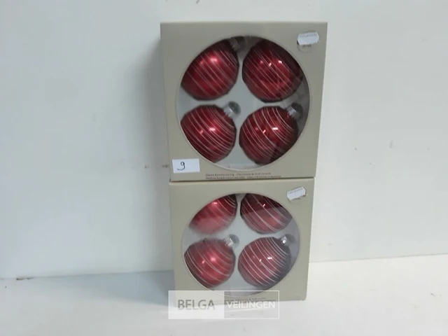 2 x kerstballen glas 4 stuks rood - afbeelding 2 van  3