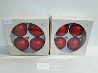 2 x kerstballen glas 4 stuks rood