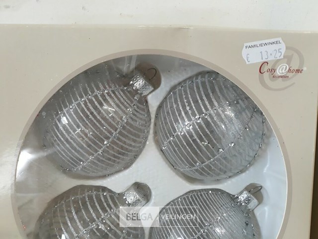 2 x kerstballen glas 4 stuks transparant/zilver - afbeelding 3 van  3