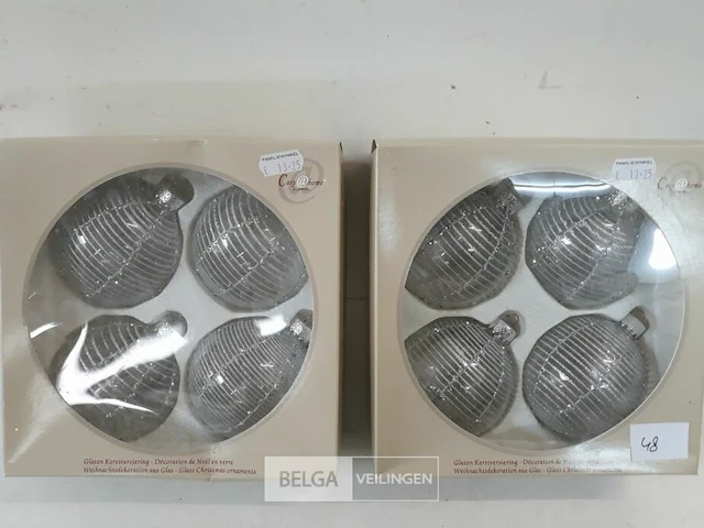 2 x kerstballen glas 4 stuks transparant/zilver - afbeelding 2 van  3