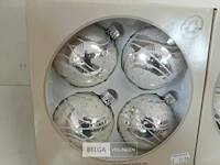 2 x kerstballen glas 4 stuks zilver/wit - afbeelding 3 van  3