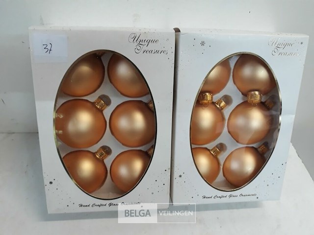 2 x kerstballen glas 6 stuks goud mat - afbeelding 1 van  3