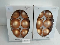2 x kerstballen glas 6 stuks goud mat - afbeelding 2 van  3