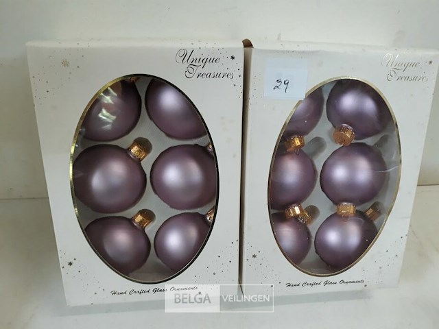 2 x kerstballen glas 6 stuks paars - afbeelding 2 van  3
