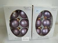 2 x kerstballen glas 6 stuks paars - afbeelding 2 van  3