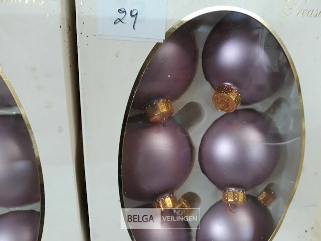 2 x kerstballen glas 6 stuks paars - afbeelding 3 van  3