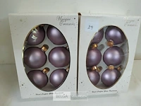 2 x kerstballen glas 6 stuks paars - afbeelding 2 van  3
