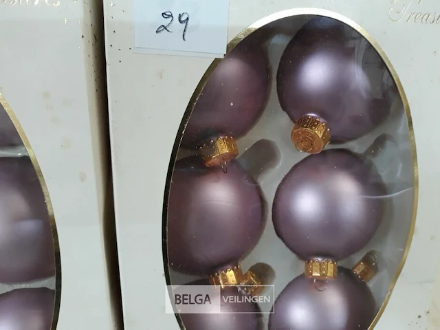 2 x kerstballen glas 6 stuks paars - afbeelding 3 van  3