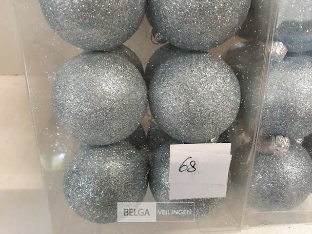 2 x kerstballen pvc 12 stuks blauw glitter - afbeelding 3 van  3