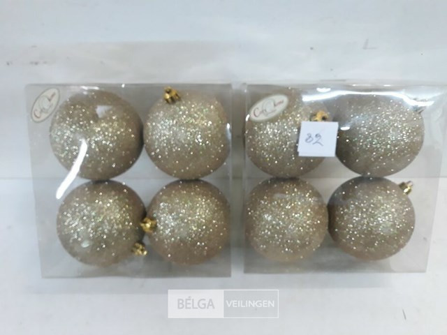 2 x kerstballen pvc 4 stuks goud glitter - afbeelding 1 van  3