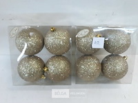 2 x kerstballen pvc 4 stuks goud glitter - afbeelding 1 van  3