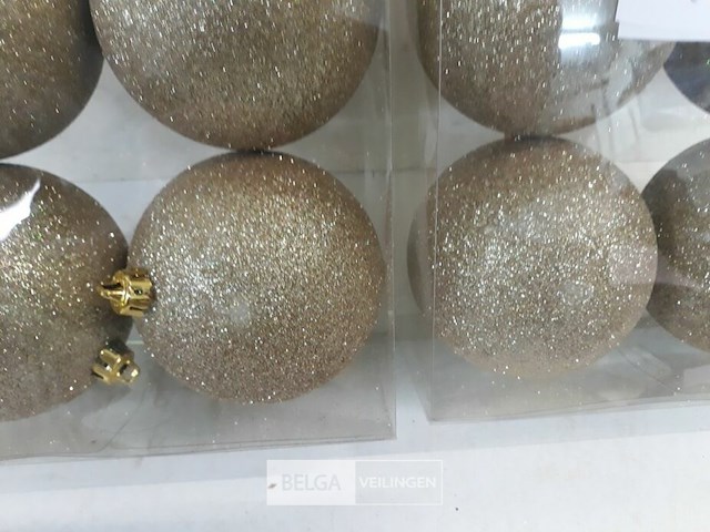 2 x kerstballen pvc 4 stuks goud glitter - afbeelding 3 van  3