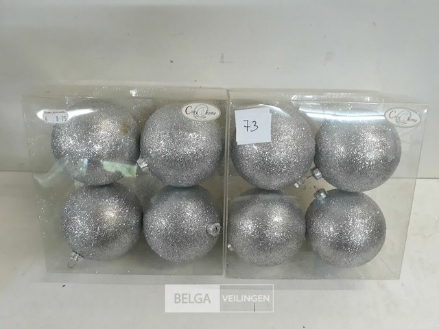 2 x kerstballen pvc 4 stuks zilver glitter - afbeelding 2 van  3
