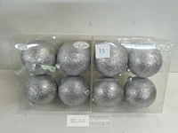 2 x kerstballen pvc 4 stuks zilver glitter