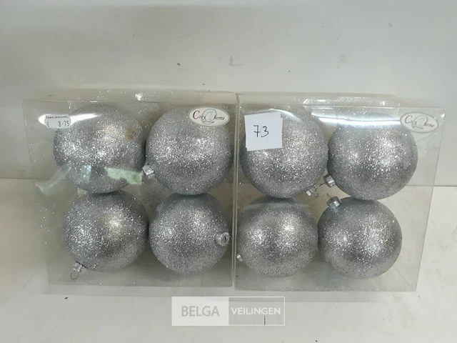 2 x kerstballen pvc 4 stuks zilver glitter - afbeelding 2 van  3