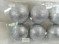 2 x kerstballen pvc 4 stuks zilver glitter - afbeelding 3 van  3