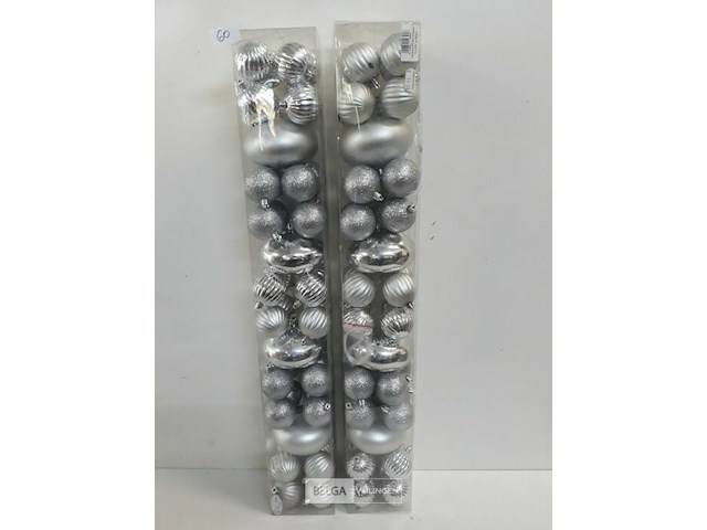 2 x kerstballen pvc 44 stuks zilver - afbeelding 1 van  3