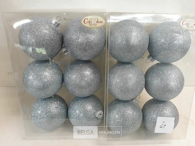 2 x kerstballen pvc 6 stuks blauw glitter - afbeelding 2 van  3