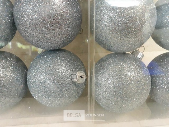 2 x kerstballen pvc 6 stuks blauw glitter - afbeelding 3 van  3