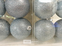 2 x kerstballen pvc 6 stuks blauw glitter - afbeelding 3 van  3