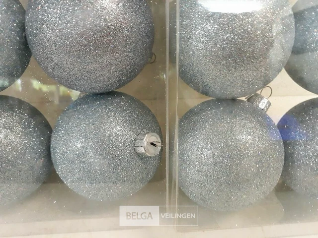 2 x kerstballen pvc 6 stuks blauw glitter - afbeelding 3 van  3