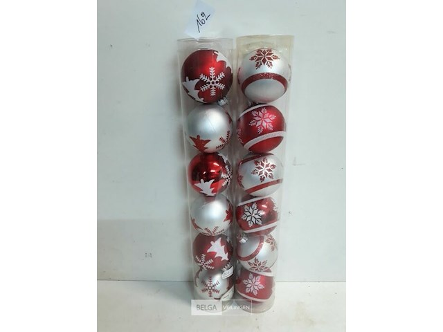 2 x kerstballen pvc 6 stuks rood/zilver - afbeelding 1 van  3