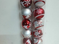 2 x kerstballen pvc 6 stuks rood/zilver - afbeelding 2 van  3