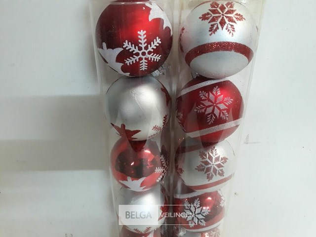 2 x kerstballen pvc 6 stuks rood/zilver - afbeelding 3 van  3