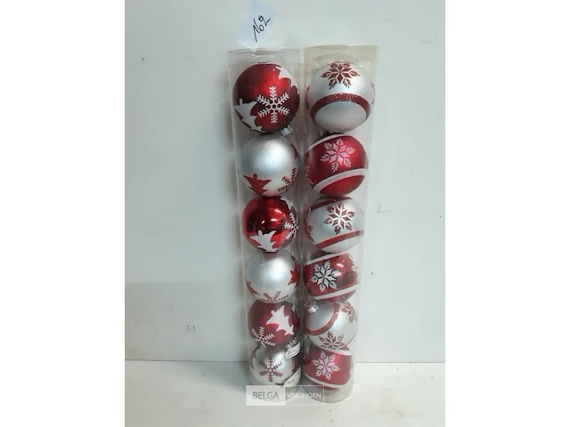 2 x kerstballen pvc 6 stuks rood/zilver - afbeelding 2 van  3