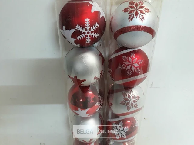 2 x kerstballen pvc 6 stuks rood/zilver - afbeelding 3 van  3
