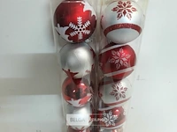 2 x kerstballen pvc 6 stuks rood/zilver - afbeelding 3 van  3