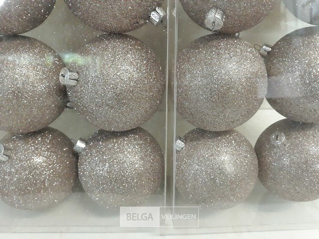 2 x kerstballen pvc 6 stuks roze glitter - afbeelding 3 van  3