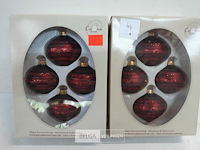2 x kerstballen tol glas 4 stuks rood - afbeelding 1 van  3
