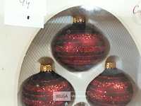 2 x kerstballen tol glas 4 stuks rood - afbeelding 3 van  3