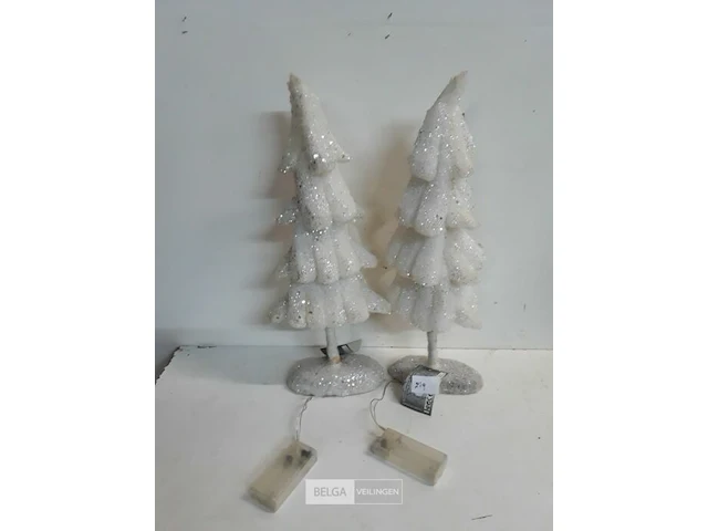2 x kerstboom wit 40 cm met verlichting - afbeelding 2 van  3