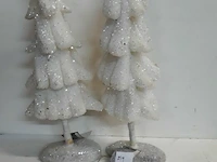 2 x kerstboom wit 40 cm met verlichting - afbeelding 3 van  3