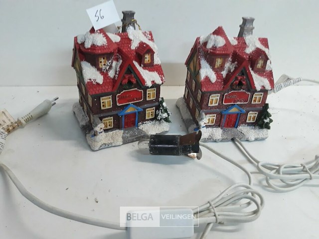 2 x kersthuisje met verlichting - afbeelding 3 van  3