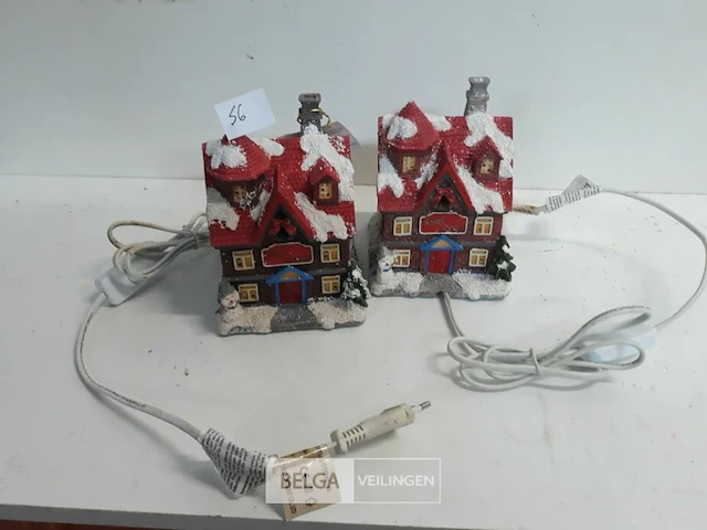 2 x kersthuisje met verlichting - afbeelding 1 van  3