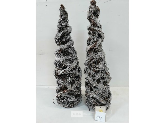 2 x kerstkegel takken met frost 40 cm - afbeelding 3 van  3
