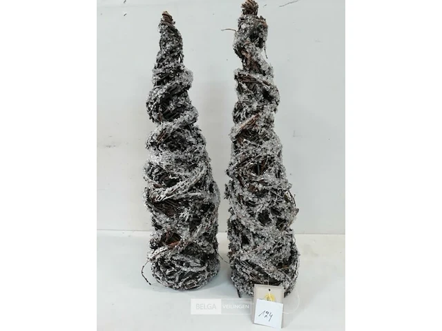 2 x kerstkegel takken met frost 40 cm - afbeelding 3 van  3