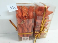 2 x kerstster sisal oranje 8 cm 12 stuks - afbeelding 2 van  3