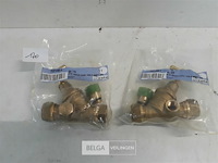 2 x kraan koper met aftap knelkoppeling 15 mm - afbeelding 2 van  3