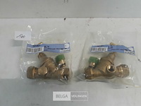 2 x kraan koper met aftap knelkoppeling 15 mm - afbeelding 2 van  3