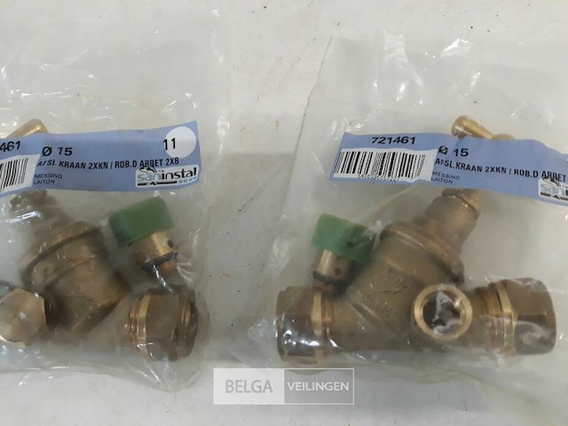 2 x kraan koper met aftap knelkoppeling 15 mm - afbeelding 3 van  3