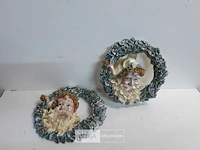 2 x krans kerstman 30 cm polyester - afbeelding 2 van  3