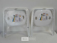 2 x kruk pvc zit met metalen pootjes - afbeelding 1 van  3