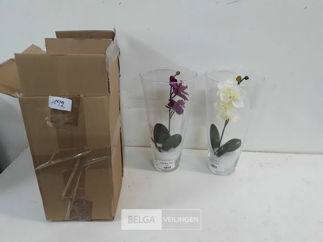 2 x kunstbloem in vaas 28 cm - afbeelding 2 van  3