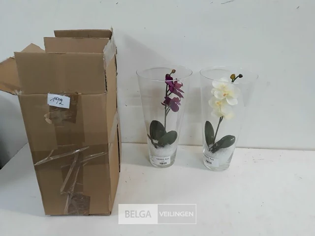 2 x kunstbloem in vaas 28 cm - afbeelding 2 van  3